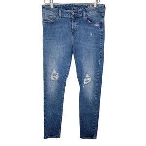 Diesel Slandy Women's Size 31 Super Slim Skinny Destroyed /‎ Distressed Jeans